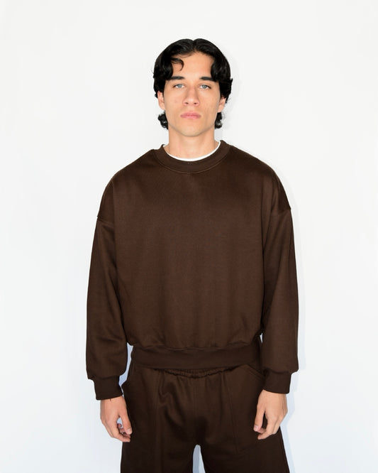 BOXY CREWNECK - CAFÉ