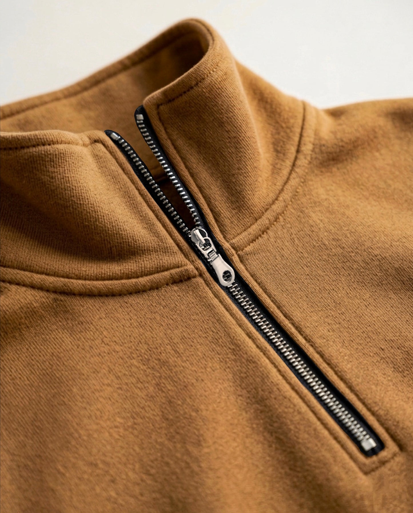 BOXY QUARTER ZIP - CAMEL
